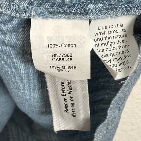 Madewell Chambray Tie-Back Bell Sleeve Top Casual Open Back Denim Size Large - Picture 6 of 6